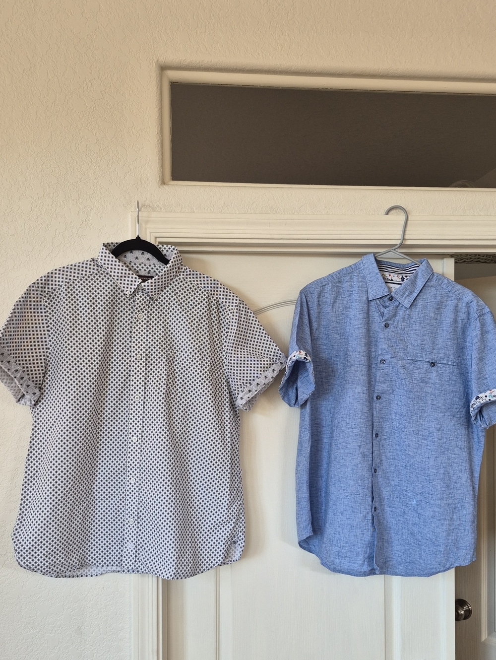 Johnston & Murphy & Denim Flower Short Sleeve Shirts With Decorative Fold Sleeve